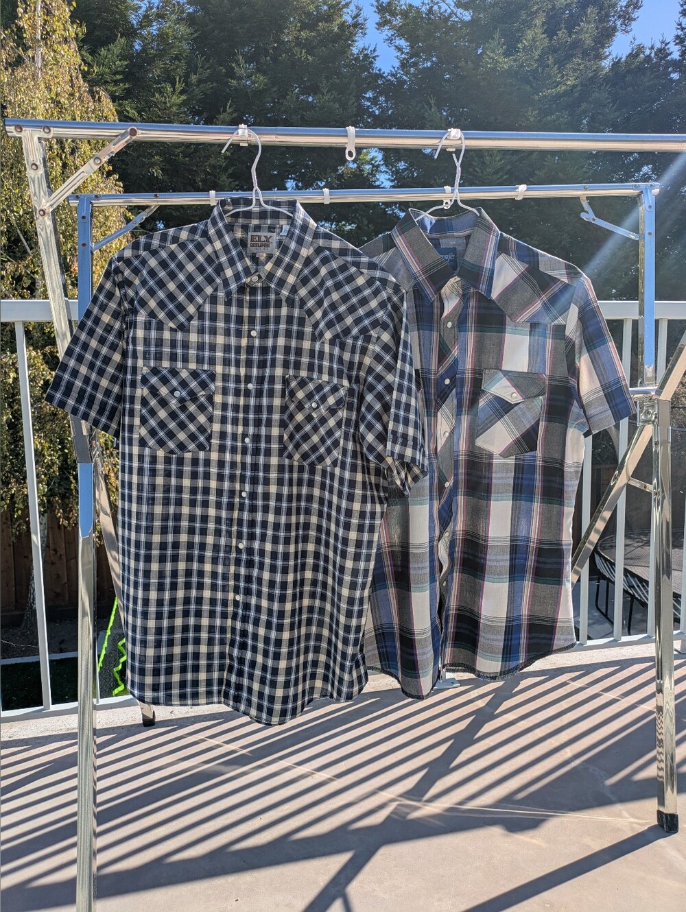 Ely Cattleman And Wrangler Set Of Short Sleeve Western Shirts Sz Large